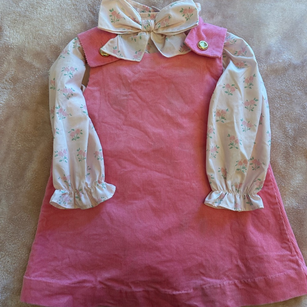 The Beaufort Bonnet Company Pink and Cream Kids Casual Dress